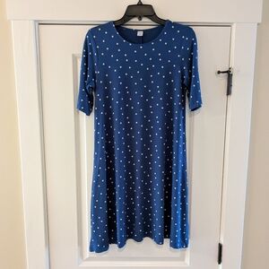Old Navy Blue White Dot Crew-Neck T-Shirt Jersey Dress, Size S